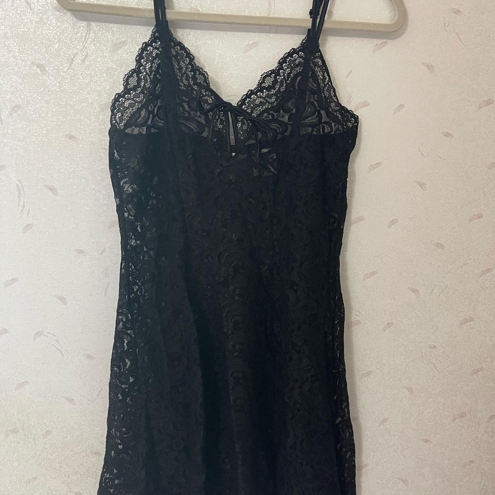 Delicates Black Lace Slip Dress